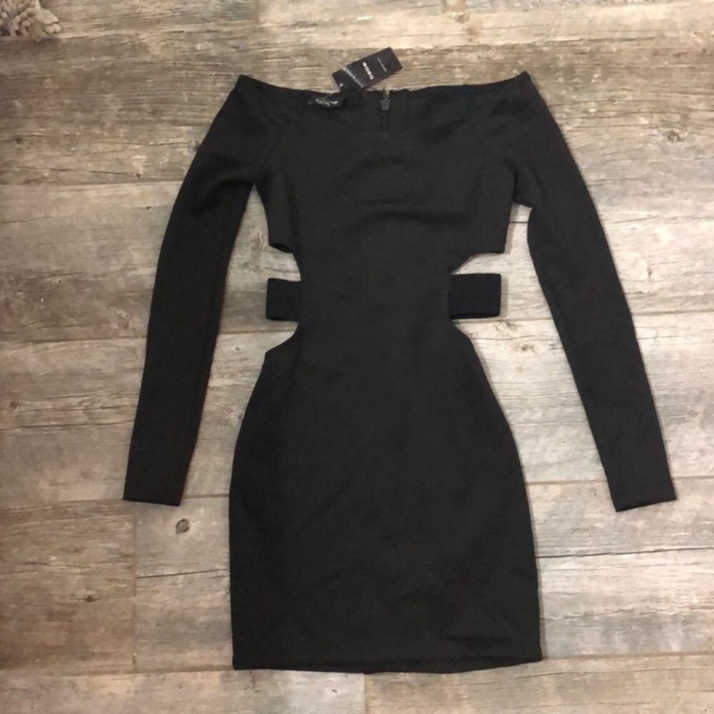 Bebe off the shoulder mini dress